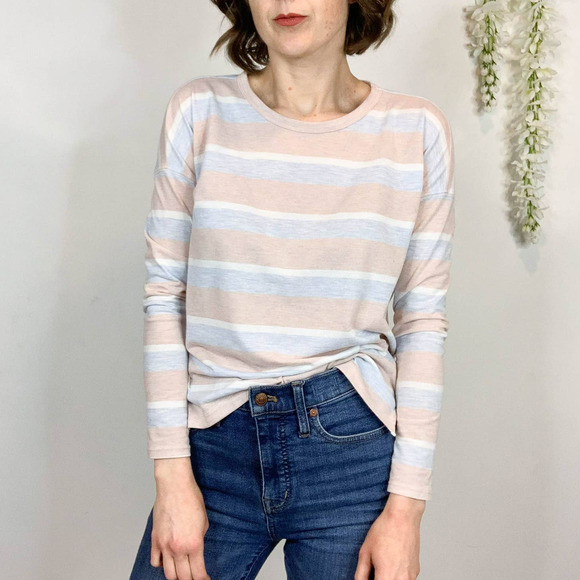 LOFT LOU & GREY long sleeve striped top soft girl baby pink blue - Picture 1 of 10